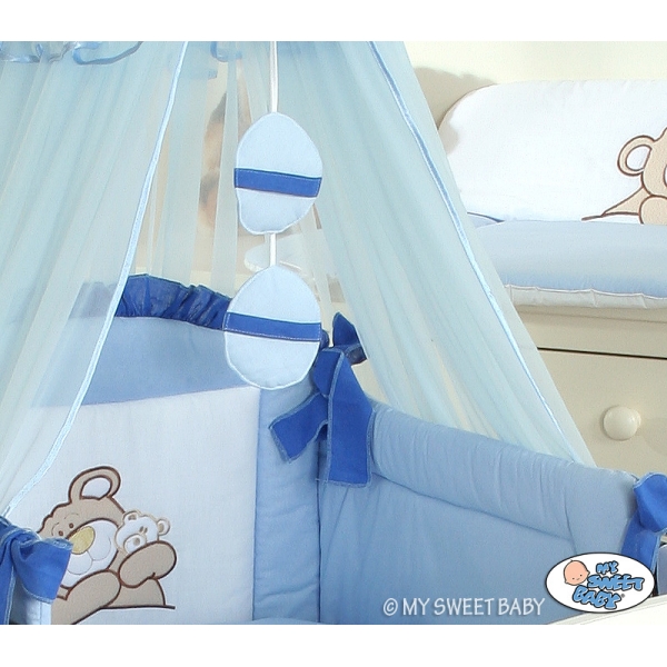Bettwäsche Set 11-tlg mit Moskitonetz (S60) - Teddy Bär Barnaba blau