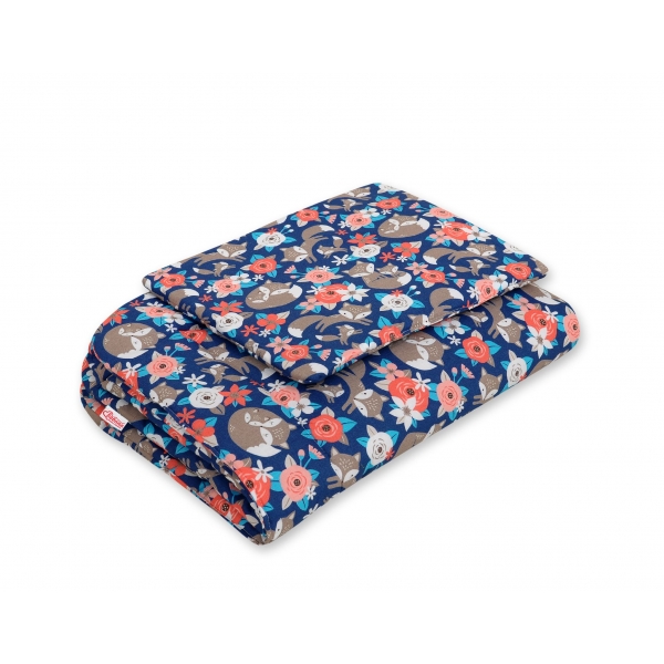 Baby Bettwäsche Set 2-tlg 75x100m - Fuchsfamilie auf Blau