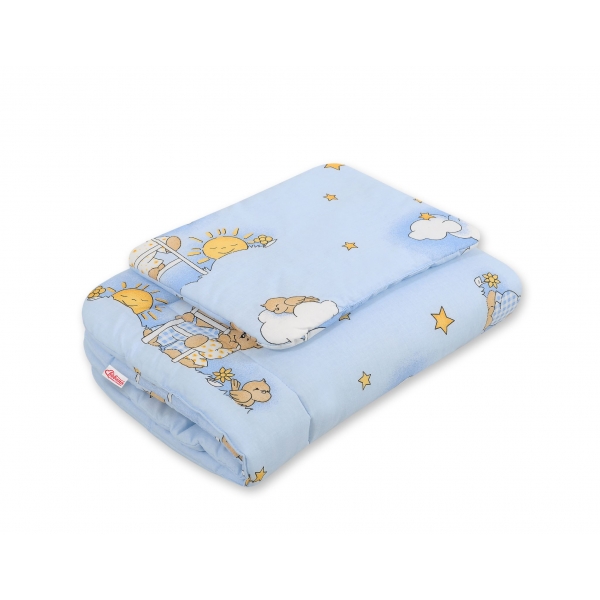 Baby Bettwäsche Set 2-tlg 75x100m - Leiter-Bärchen blau