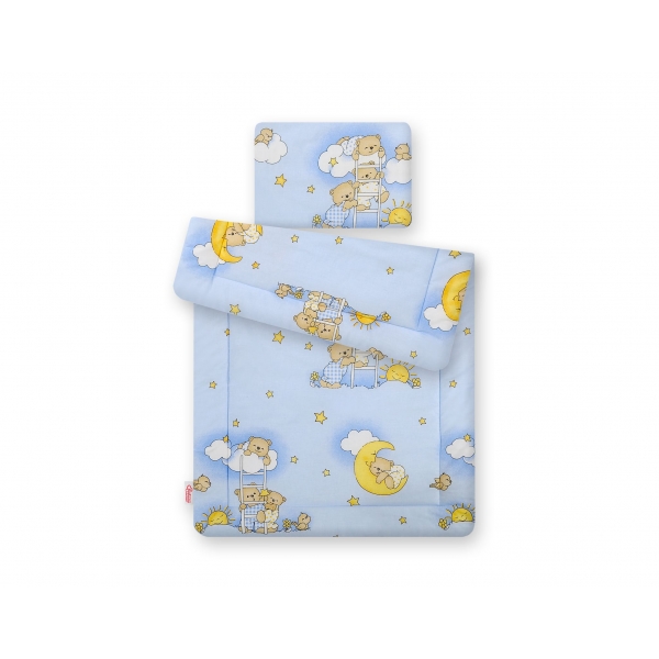 Baby Bettwäsche Set 2-tlg 75x100m - Leiter-Bärchen blau