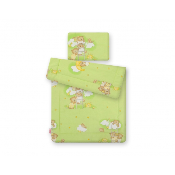 Baby Bettwäsche Set 2-tlg 75x100m - Leiter-Bärchen grün