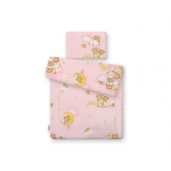 Baby Bettwäsche Set 2-tlg 75x100m - Leiter-Bärchen rosa