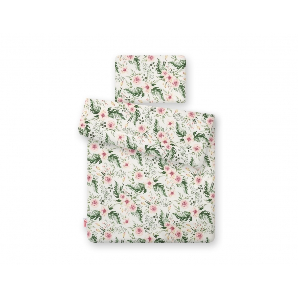 Baby Bettwäsche Set 2-tlg 75x100m - rosa Blüten