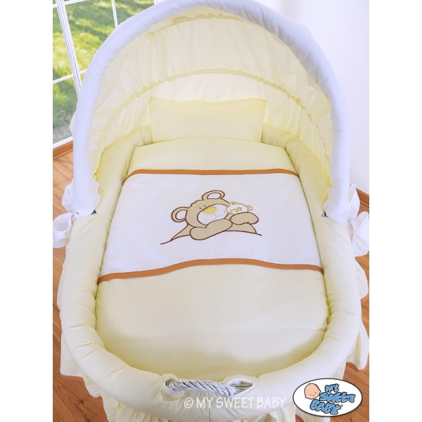 Bettwäsche für Baby Bollerwagen Set 2-tlg Bär Stickerei