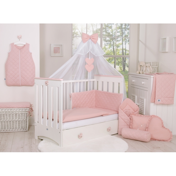Große Moskitonetz für Babybett Altrosa
