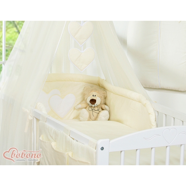 Bettwäsche-Set 5-tlg mit Moskitonetz - Hängende Herzen creme Decke 90x120