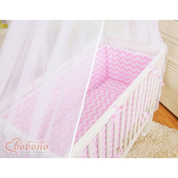 Bettwäsche Set 6tlg für Beistellbett FABIO - Basic chevron rosa