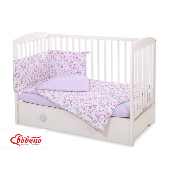 Bettwäsche Set für Babybett 3-tlg - Ballerinen lila
