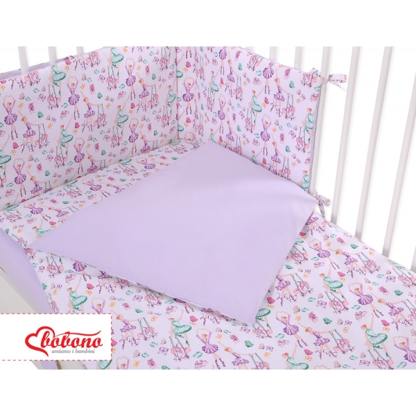 Bettwäsche Set für Babybett 3-tlg - Ballerinen lila