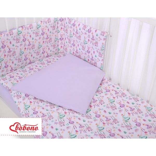 Bettwäsche Set für Babybett 3-tlg - Ballerinen lila