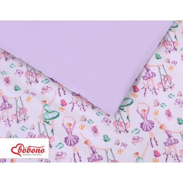 Bettwäsche Set für Babybett 3-tlg - Ballerinen lila