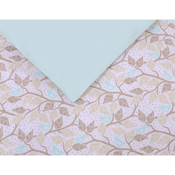 Bettwäsche Set für Babybett 3-tlg - beige  Blätter