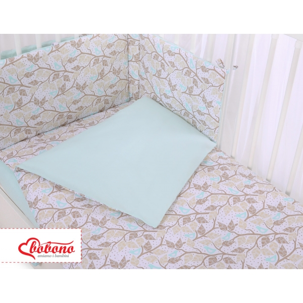 Bettwäsche Set für Babybett 3-tlg - beige  Blätter