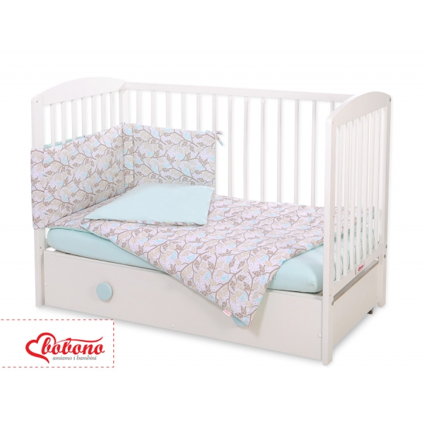 Bettwäsche Set für Babybett 3-tlg - beige  Blätter