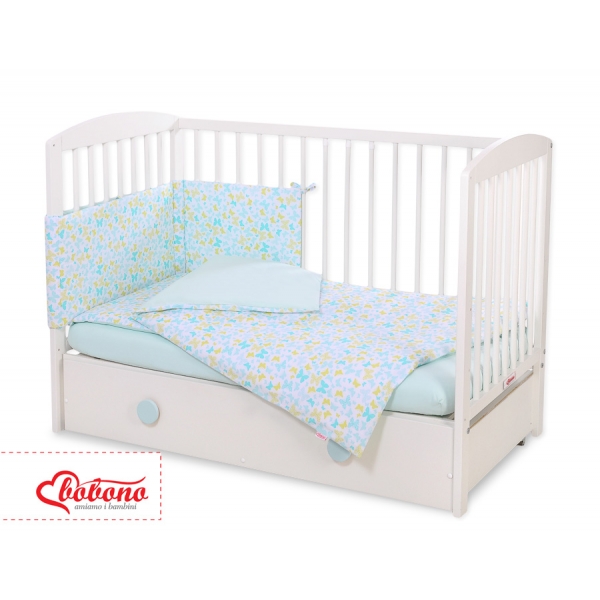 Bettwäsche Set für Babybett 3-tlg - blaue Schmetterlinge