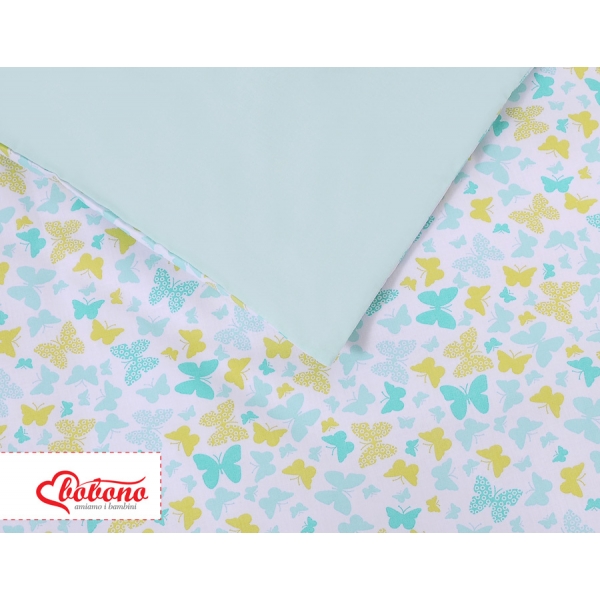 Bettwäsche Set für Babybett 3-tlg - blaue Schmetterlinge
