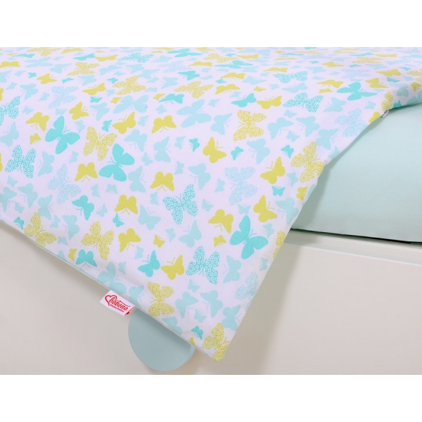 Bettwäsche Set für Babybett 3-tlg - blaue Schmetterlinge