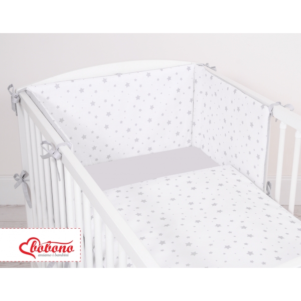 Bettwäsche Set für Babybett 3-tlg - doppelseitig - Mini Sternchen grau/grau