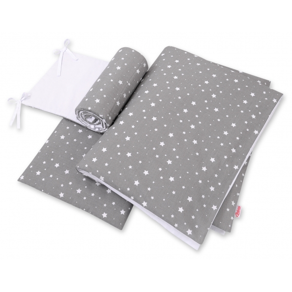 Bettwäsche Set für Babybett 3-tlg - doppelseitig - mini Sternchen weiß/wiess