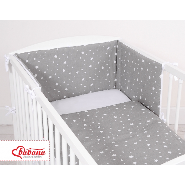 Bettwäsche Set für Babybett 3-tlg - doppelseitig - mini Sternchen weiß/wiess