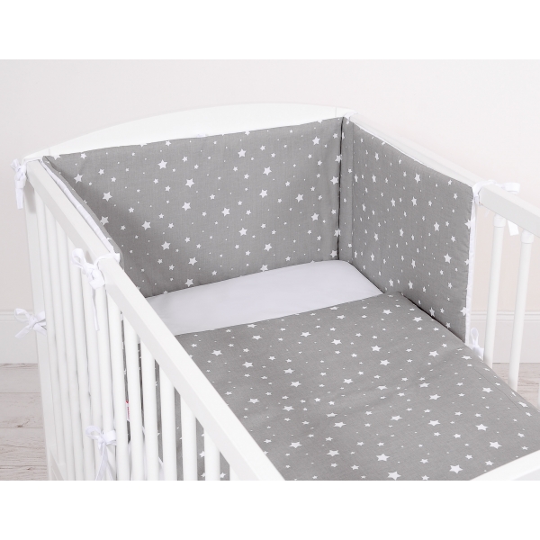 Bettwäsche Set für Babybett 3-tlg - doppelseitig - mini Sternchen weiß/wiess