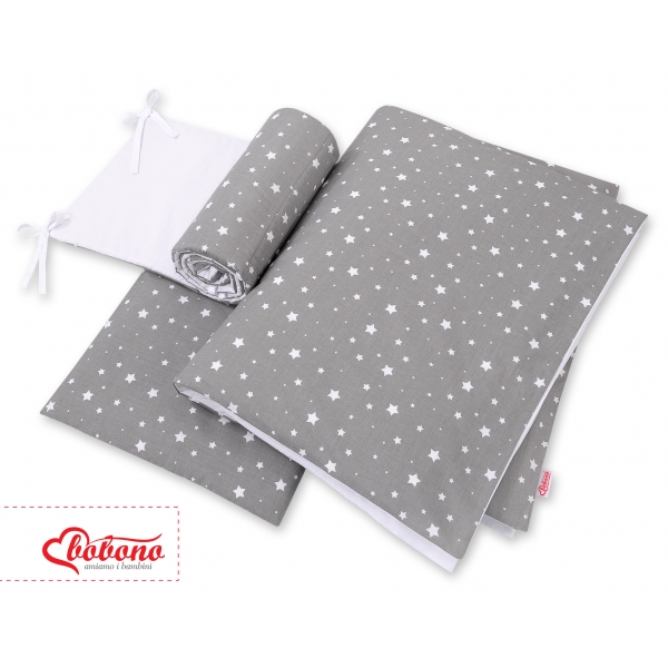 Bettwäsche Set für Babybett 3-tlg - doppelseitig - mini Sternchen weiß/wiess