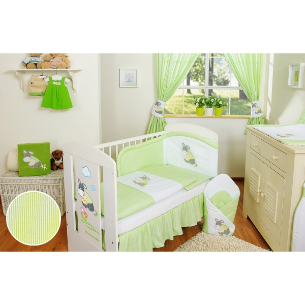Bettwäsche Set für Babybett 3-tlg - Esel Luca grün