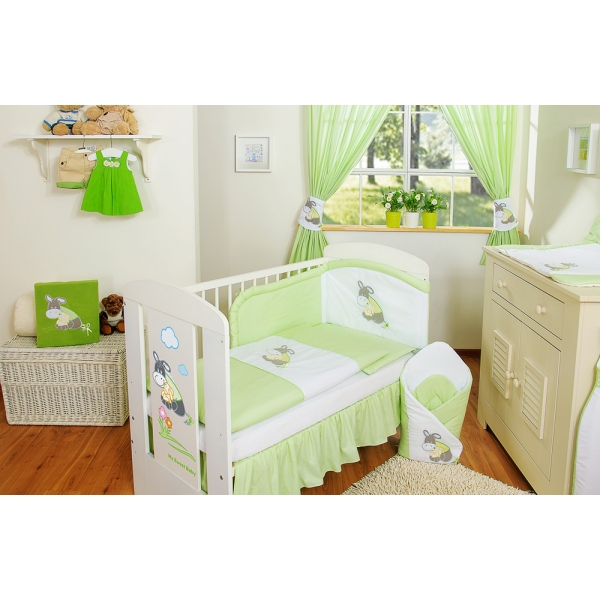 Bettwäsche Set für Babybett 3-tlg - Esel Luca grün