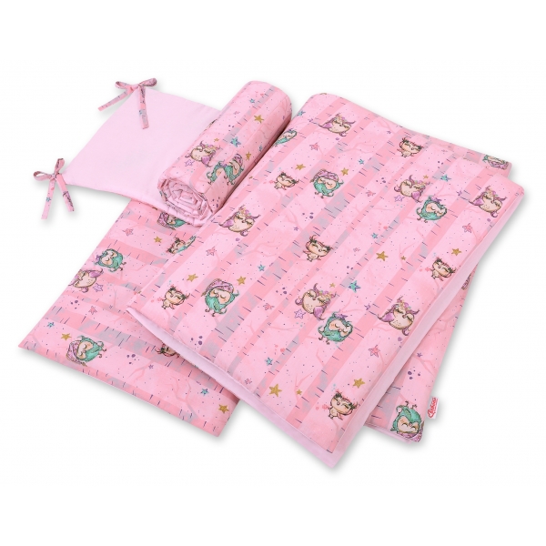 Bettwäsche Set für Babybett 3-tlg - Eulen rosa