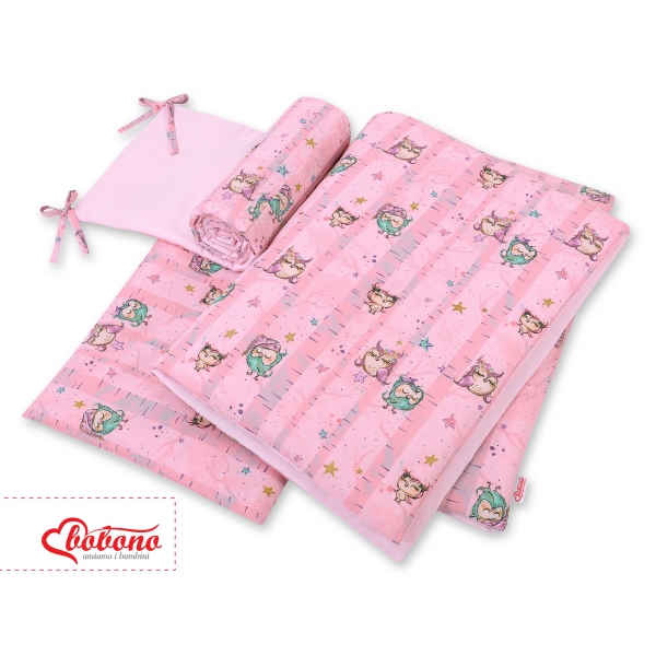Bettwäsche Set für Babybett 3-tlg - Eulen rosa