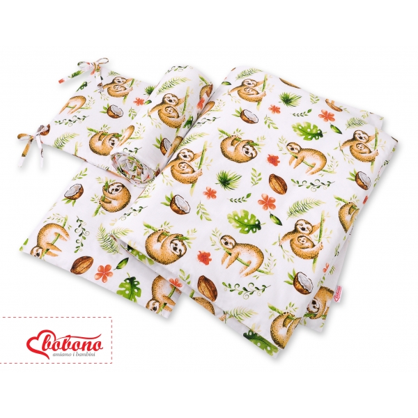 Bettwäsche Set für Babybett 3-tlg - Faultiere beige