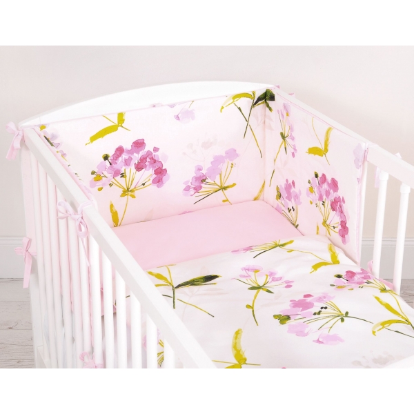 Bettwäsche Set für Babybett 3-tlg - flowers rosa