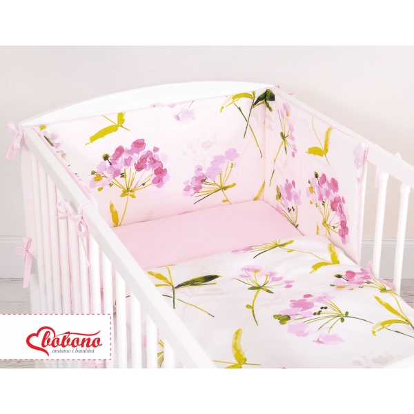Bettwäsche Set für Babybett 3-tlg - flowers rosa