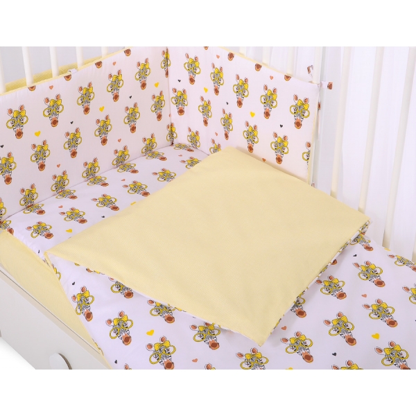 Bettwäsche Set für Babybett 3-tlg - gelbe Zebras