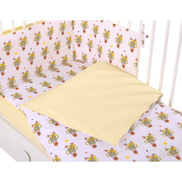Bettwäsche Set für Babybett 3-tlg - gelbe Zebras