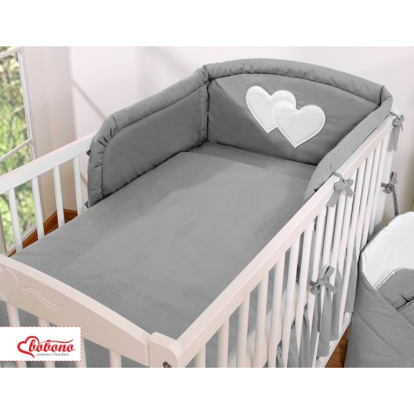 Bettwäsche Set für Babybett 3-tlg - Hängende Herzen anthrazit