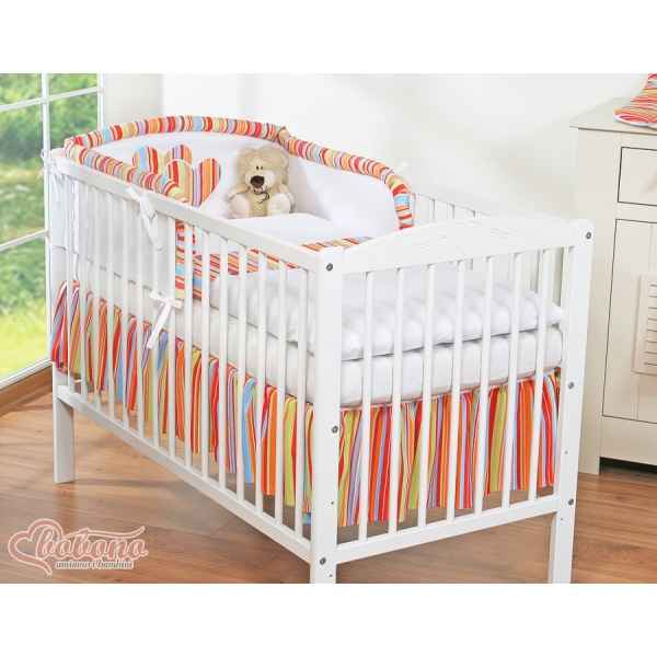 Bettwäsche Set für Babybett 3-tlg - Hängende Herzen orange gestreift