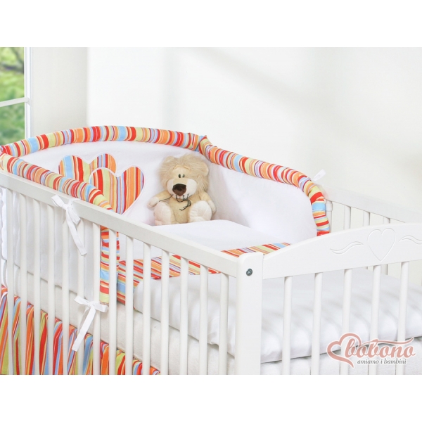Bettwäsche Set für Babybett 3-tlg - Hängende Herzen orange gestreift
