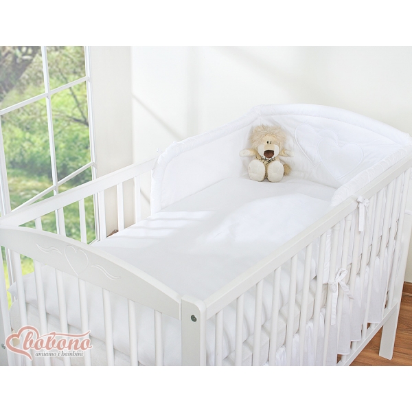 Bettwäsche Set für Babybett 3-tlg - Hängende Herzen weiß für Babybett