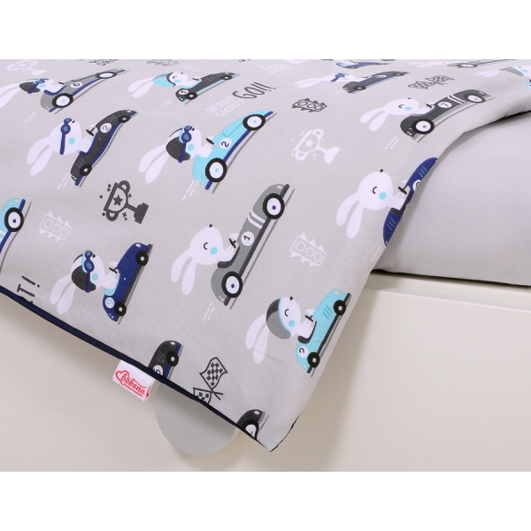 Bettwäsche Set für Babybett 3-tlg - Hasen grau