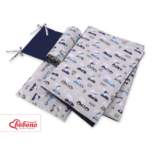 Bettwäsche Set für Babybett 3-tlg - Hasen grau