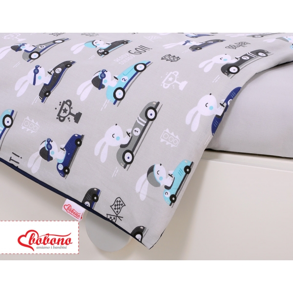 Bettwäsche Set für Babybett 3-tlg - Hasen grau