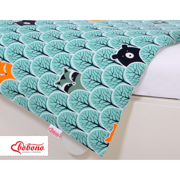 Bettwäsche Set für Babybett 3-tlg - Hasen - Minze Bäume