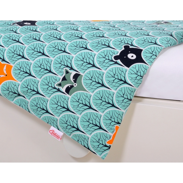 Bettwäsche Set für Babybett 3-tlg - Hasen - Minze Bäume
