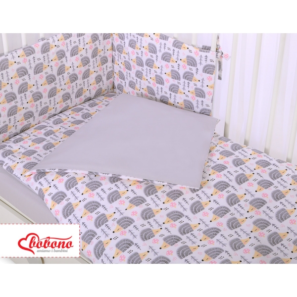 Babybett Bettwäsche Set Igel Grau