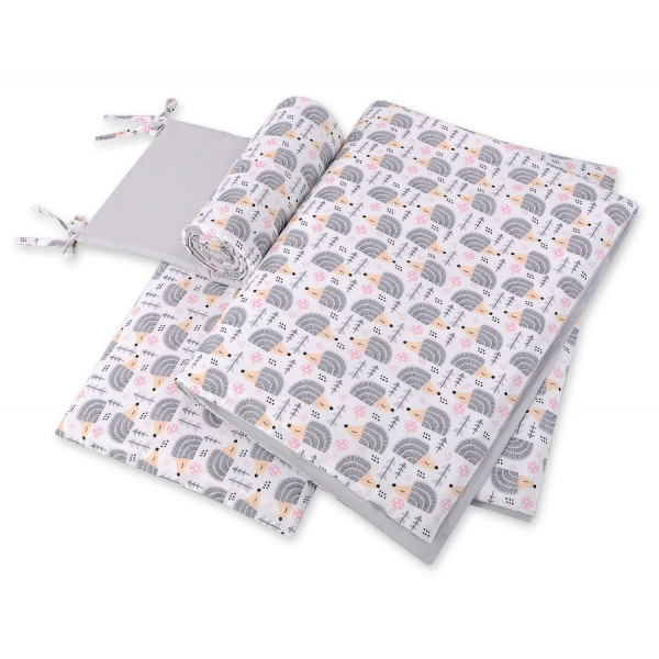 Bettwäsche Set für Babybett 3-tlg - Igel grau