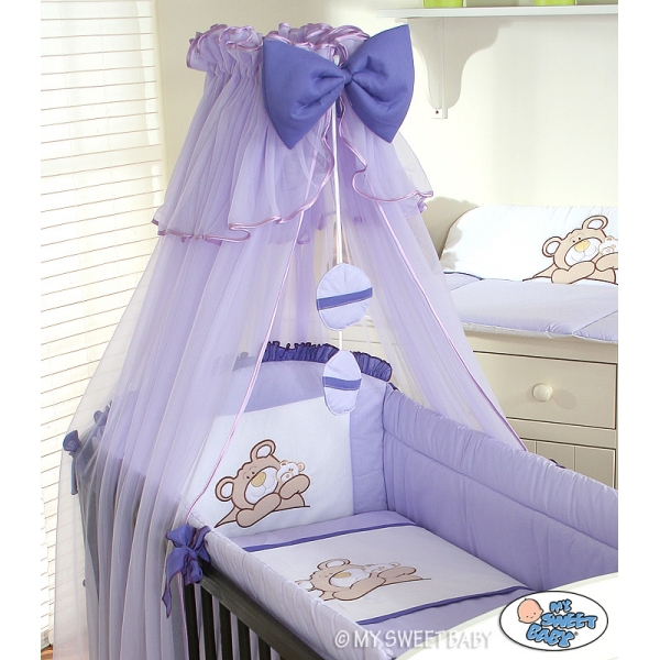 Bettwäsche Set für Babybett 3-tlg (L70) - Teddy Bär Barnaba lila
