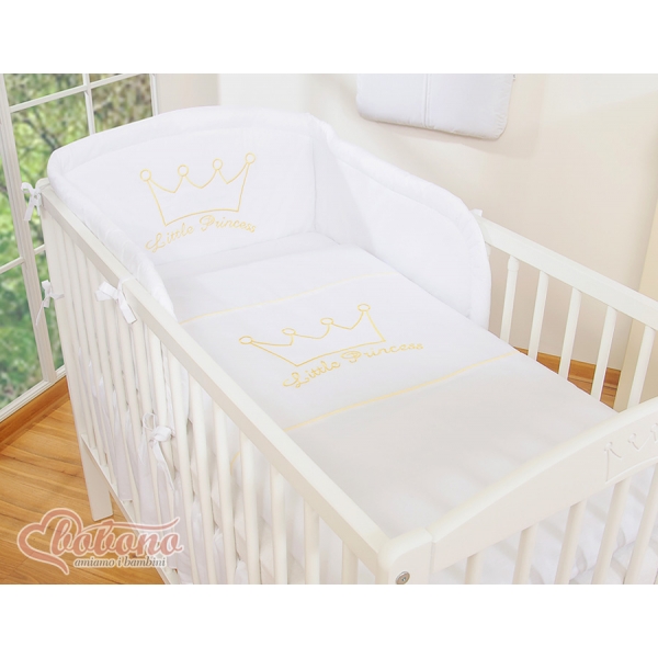 Bettwäsche Set für Babybett 3-tlg - Little Prince/Princess weiß