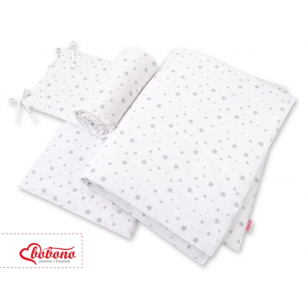 Bettwäsche Set für Babybett 3-tlg - Mini Sternchen grau
