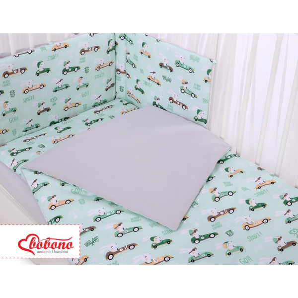 Bettwäsche Set für Babybett 3-tlg - minze Hasen
